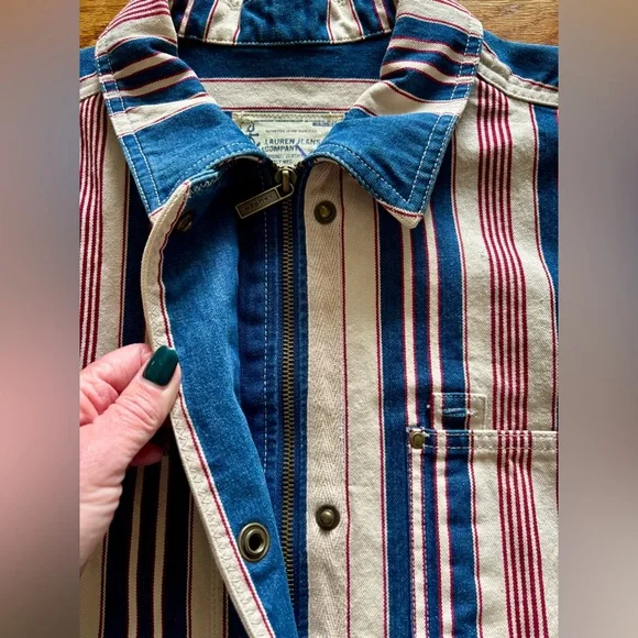 Ralph Lauren Blue and Red Striped Chore Jacket - Large - Picture 8 of 13
